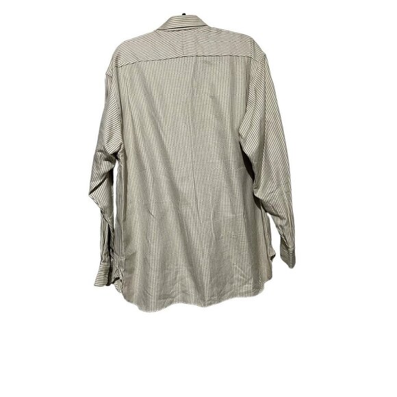 Lorenzini Mens Striped Button-Down Shirt 42 Made In Italy Cotton Long Sleeve - Picture 3 of 5